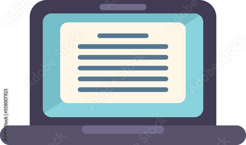 Laptop writing icon flat vector. Pen write. Paper hand isolated