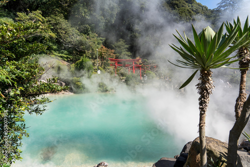 Картината върху платно Umi Jigoku in Beppu, Japan, “Sea Hell”, its name comes from Cobalt blue pond of boiling water