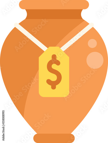 Vase auction icon flat vector. Business price. Sell process isolated