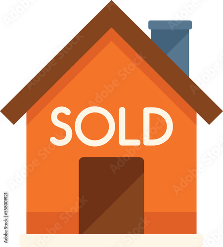 House auction sold icon flat vector. Sell price. Finance process isolated