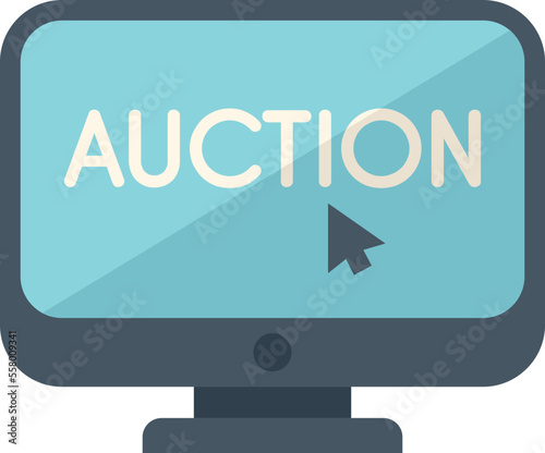 Online pc auction icon flat vector. Price sell. Mobile virtual isolated