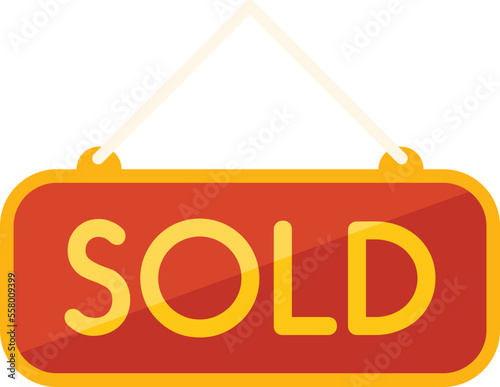 Auction sold icon flat vector. Price sell. Mobile tag isolated