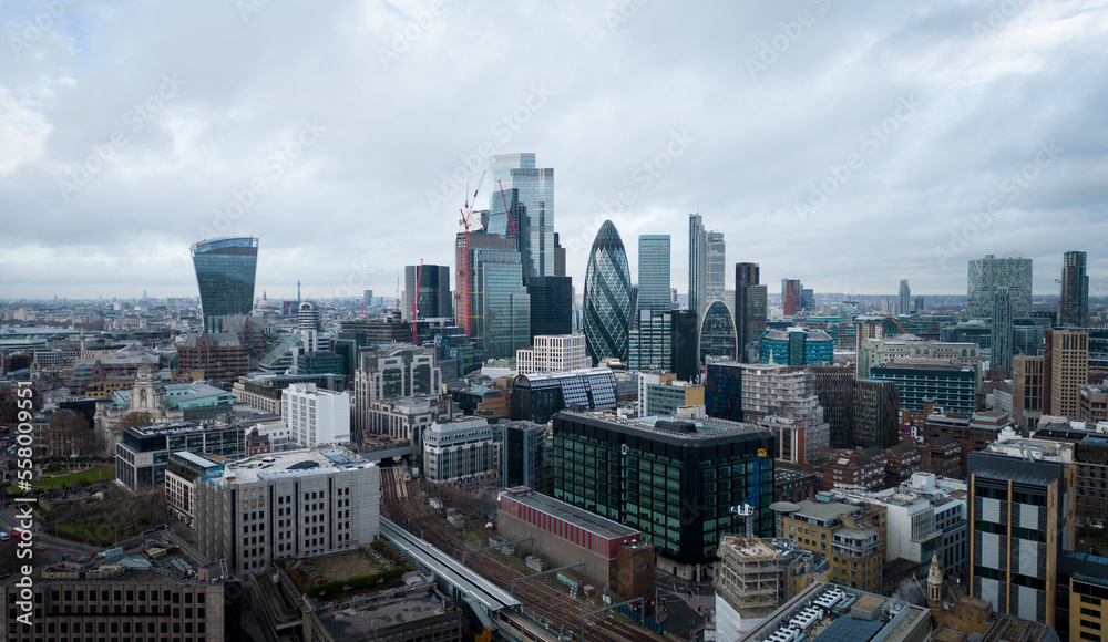 City of London from above - LONDON, UNITED KINGDOM - DECEMBER 20, 2022