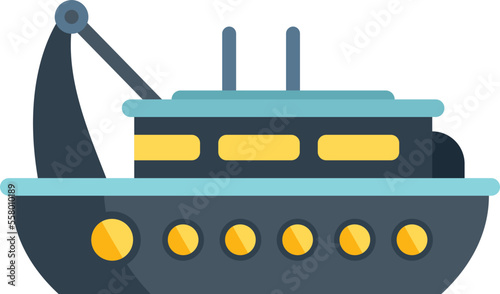 Fisherman boat icon flat vector. Fish boat. Sea trawler isolated