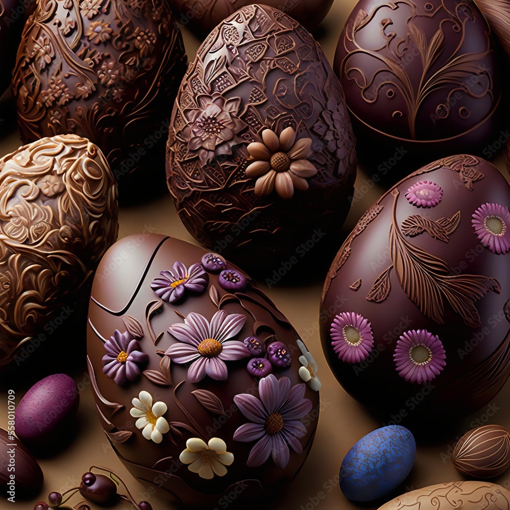 Chocolate easter eggs created with AI Chocolate easter eggs created with AI