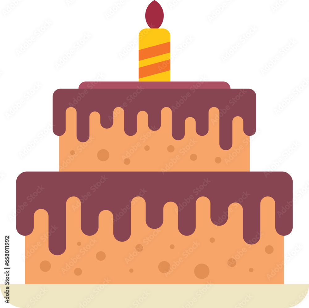 Surprise cake icon flat vector. Gift present. Prize person isolated Surprise cake icon flat vector. Gift present. Prize person isolated