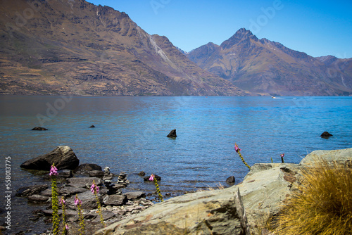 Qeenstown stunning views, beautiful scenery and landscape, mountains and lakes, South Island, New Zealand photo