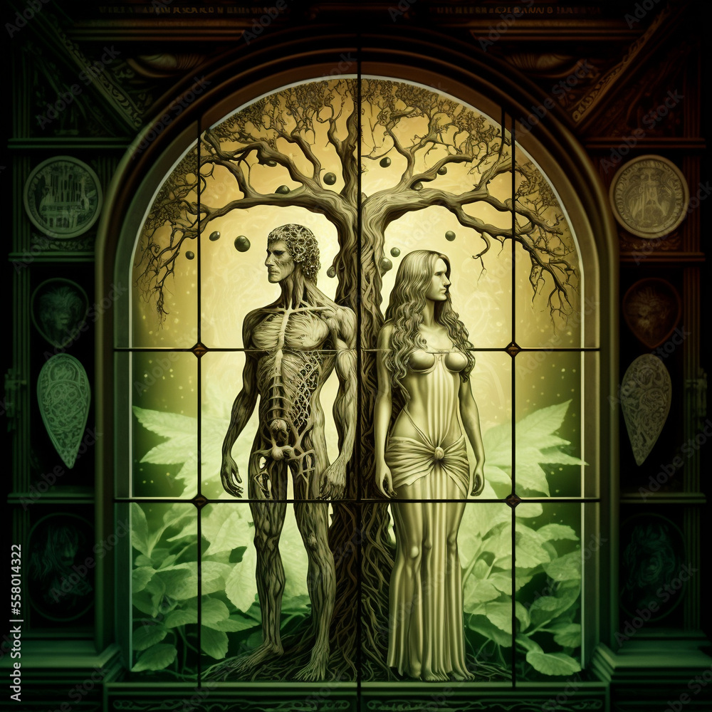 Obraz premium Adam and eve, using ai 