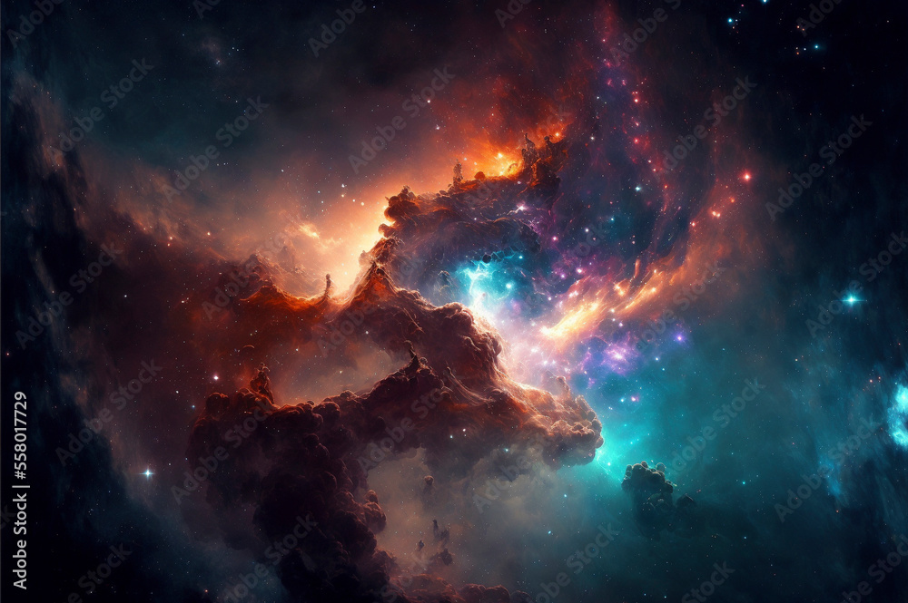 Awesome galaxy, science fiction wallpaper. AI generative.
