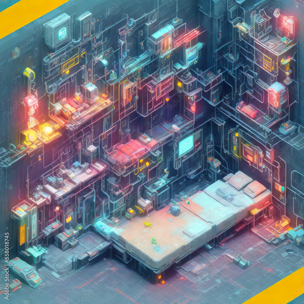 Isometric cyberpunk environment design concept Isometric cyberpunk environment design concept