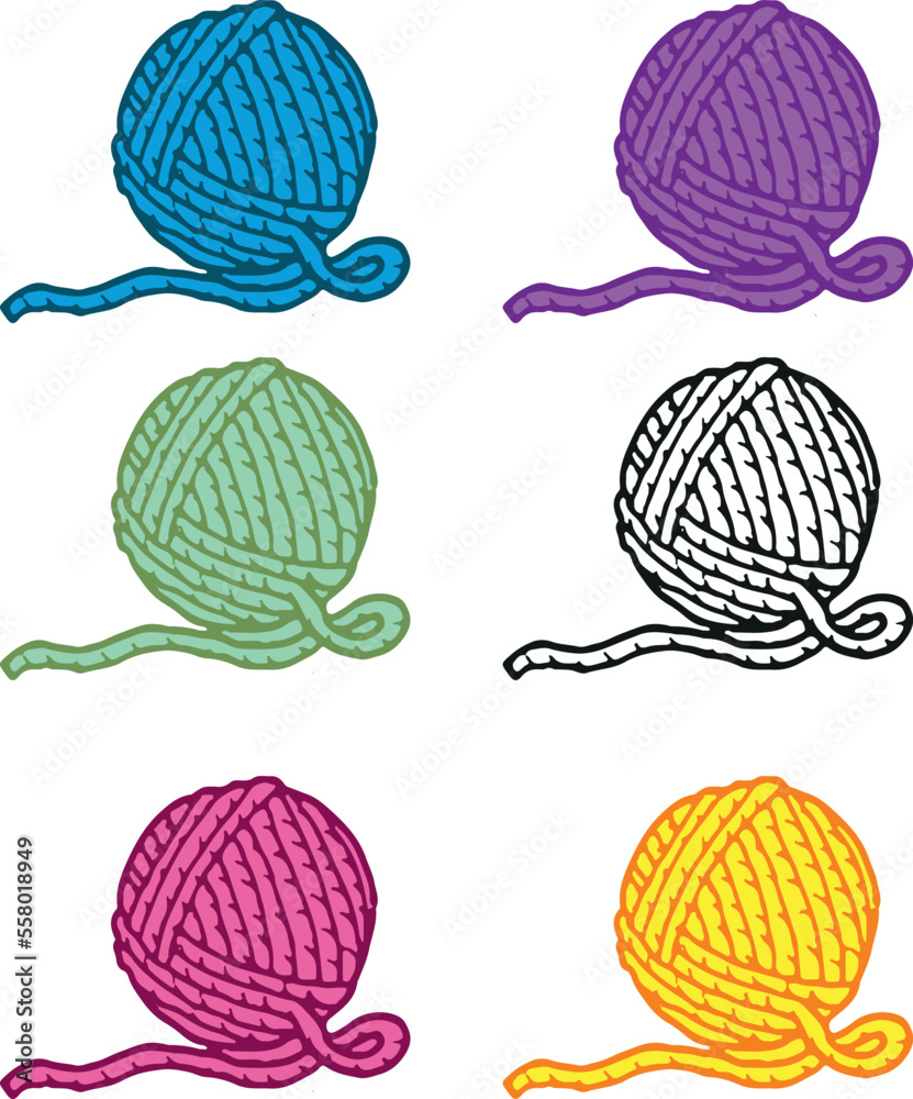 bolas de estambres editables con diferentes colores Stock Vector