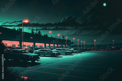 parking lot at night. Generative AI