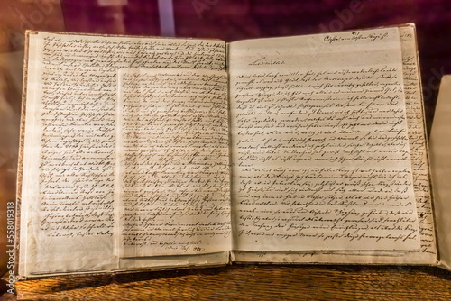 Old-European-Historic-Manuscript-Large-Open-Book-Ink-Handwriting-Enhanced
