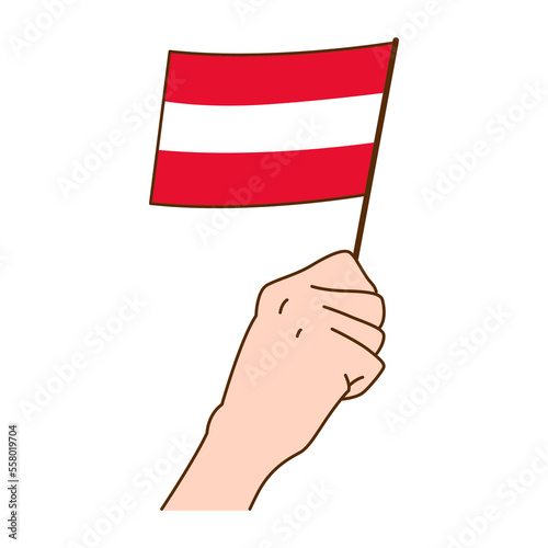 Hand Holding Austria National Flag Illustration. Hand Drawn Style Vector Illustration - EPS 10 Vector © Tyo Story