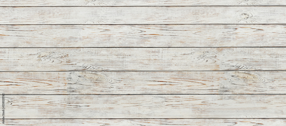 Naklejka premium Texture of white wooden surface as background. Banner design
