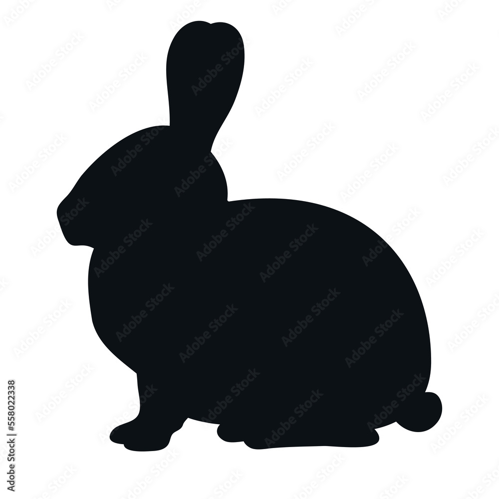 Vector hand drawn flat bunny rabbit silhouette isolated on white background Vector hand drawn flat bunny rabbit silhouette isolated on white background