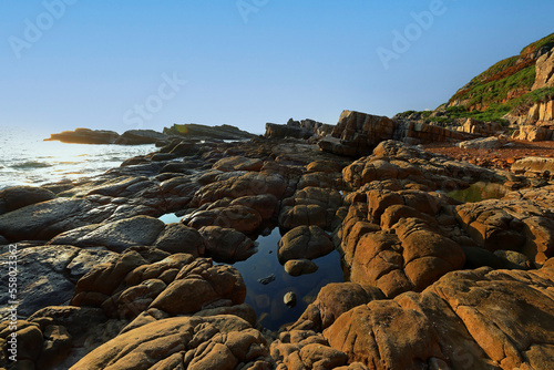 Longdong Bay at Northeast coast of Taiwan (New Taipei City and Yilan) National Scenic Area. photo