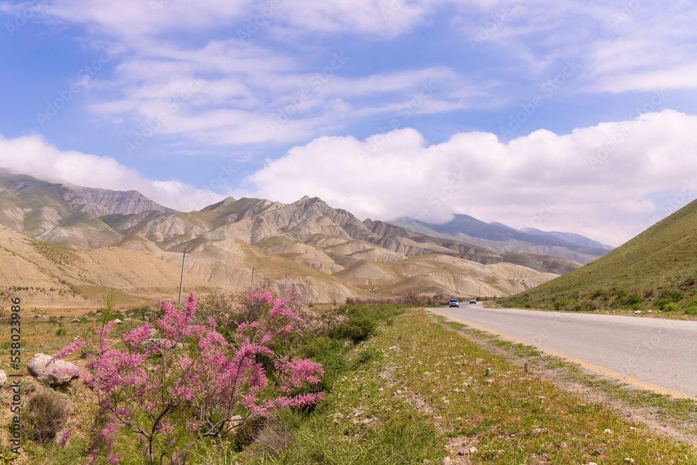 Beautiful clay mountains. Khyzy region. Azerbaijan.