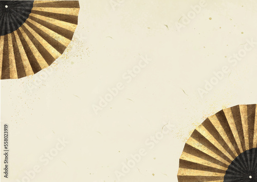 金箔の扇子をあしらった和風背景