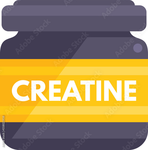 Creatine nutrition icon flat vector. Sport supplement. Protein container isolated