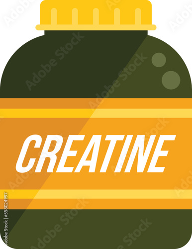 Creatine powder icon flat vector. Nutrition protein. Sport container isolated