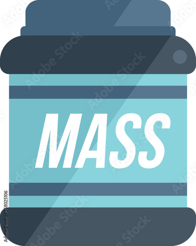 Mass gym food icon flat vector. Protein supplement. Fitness pack isolated