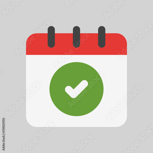 Done schedule icon in flat style, use for website mobile app presentation