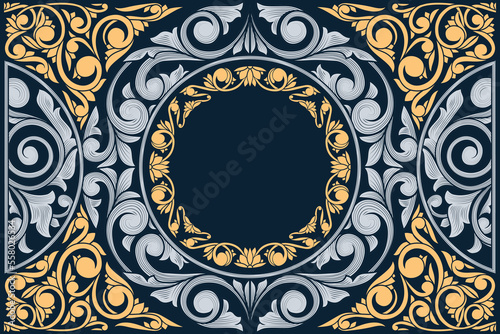 Decorative ornate retro floral blank card