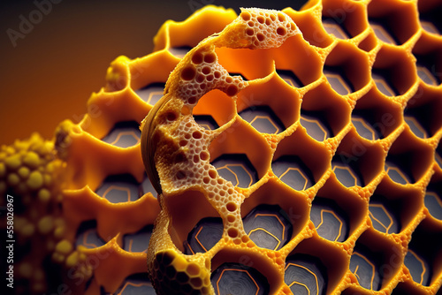 macro shot of honeycomb made by generative ai