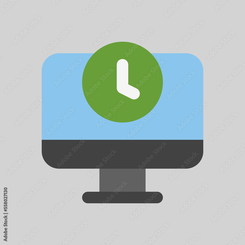 Time computer icon in flat style, use for website mobile app presentation Time computer icon in flat style, use for website mobile app presentation