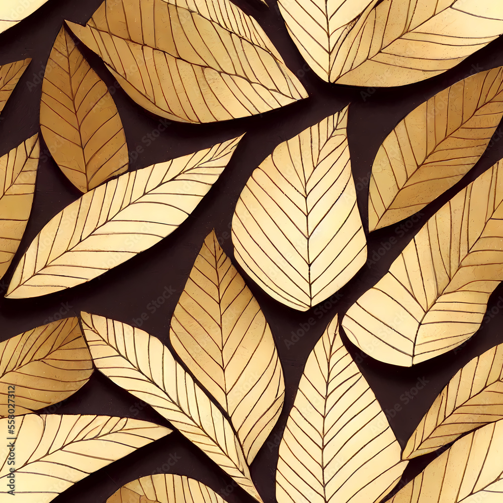 Fancy Gold Leaf Pattern (Seamless Repeating Tiling Pattern) (AI)