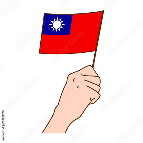 Hand Holding Taiwan National Flag Illustration. Hand Drawn Style Vector Illustration - EPS 10 Vector © Tyo Story