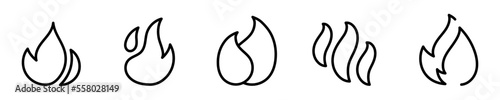 Conjunto de iconos de llama de fuego. Hoguera, llama ardiente. Ilustración vectorial