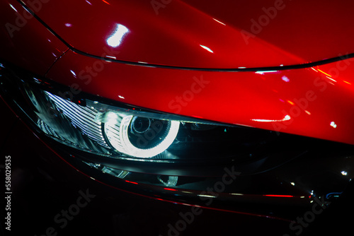 Projector headlights are LED lights for new cars © the_akg