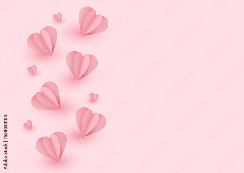 Heart paper style on pink tulips