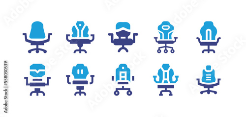 Gaming chair icon set. Duotone color. Vector illustration. Containing gamer, gaming chair, chair, gaming, game, gaming room, game.