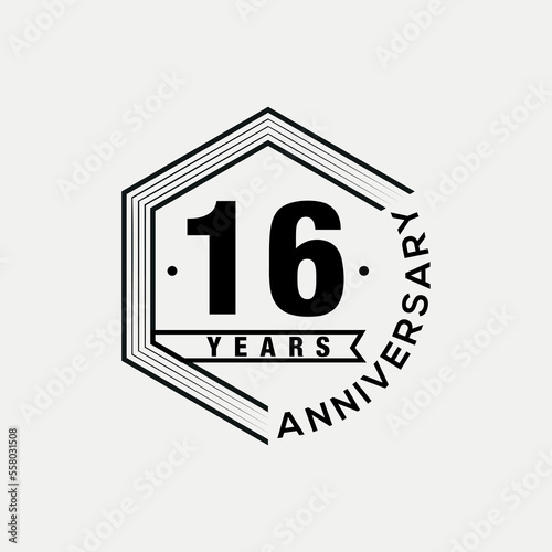 Vector 16 years celebrating anniversary design template. vector design and illustration.
