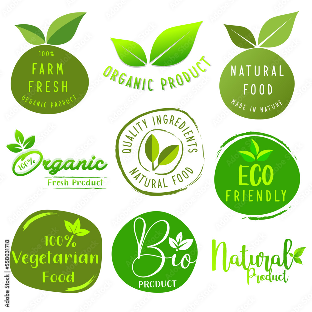 Organic food, natural product and healthy life logo, stickers and badges. Organic food, natural product and healthy life logo, stickers and badges.