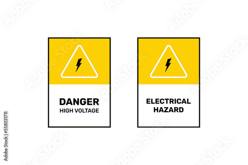 Danger high voltage and electrical hazard sign