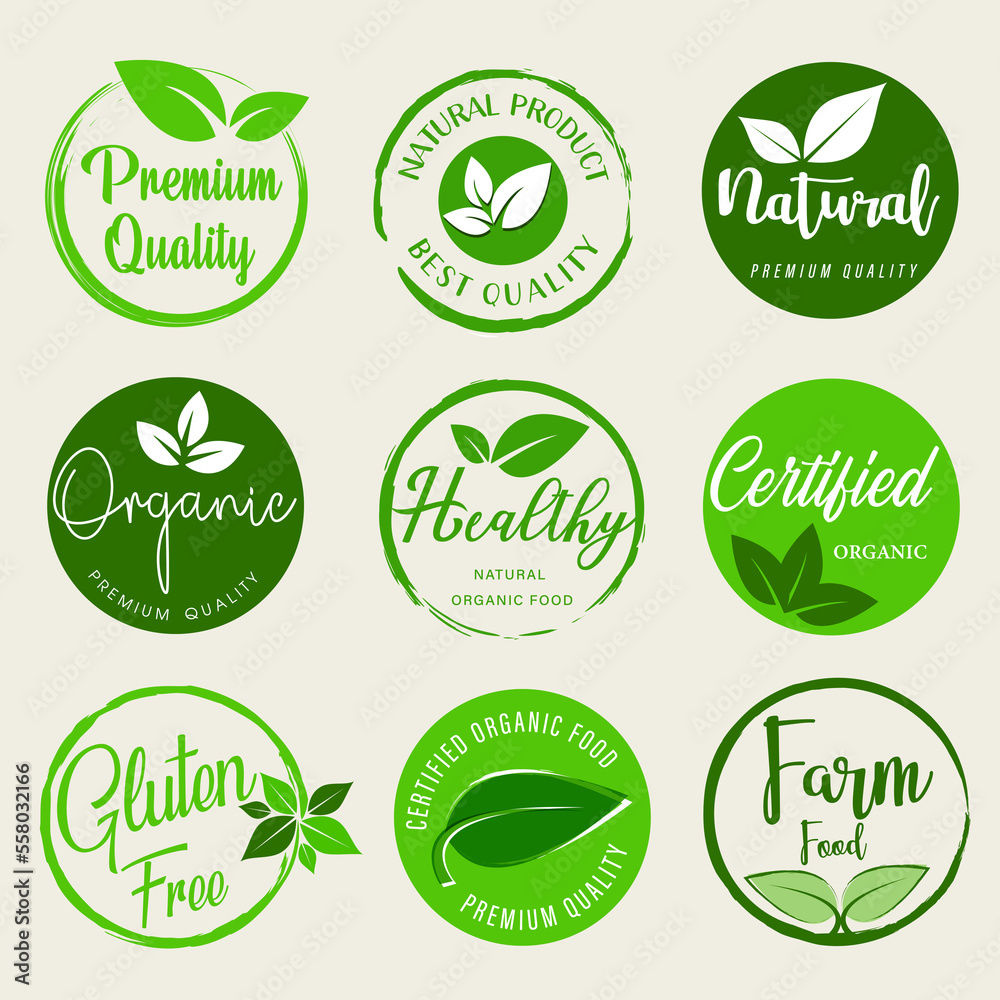 Organic food, natural product and healthy life logo, stickers and badges. Organic food, natural product and healthy life logo, stickers and badges.
