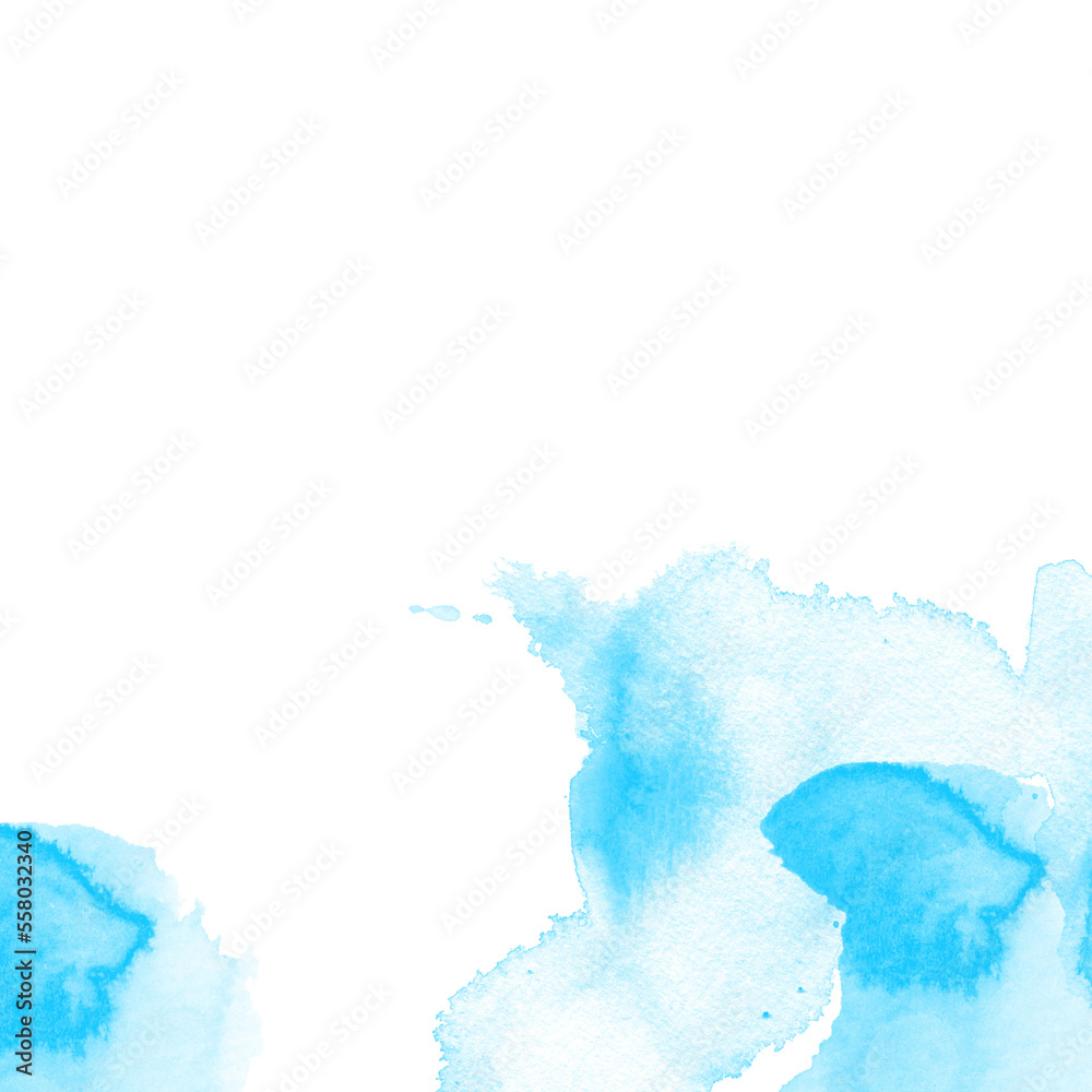 Blue water color splat illustration background for greeting card template