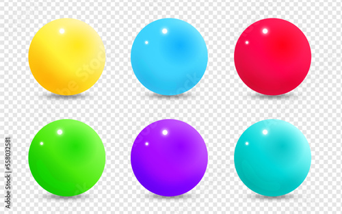 Modern geometrical , shiny ball vector without background, 3d ball, Vector set of colorful balls