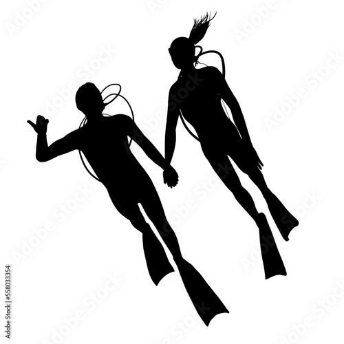 Couple scuba divers enjoying together