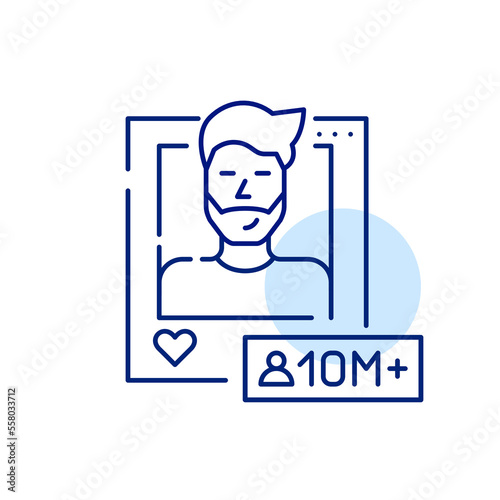 Trendsetting young blogger with over 10 million followers. Pixel perfect  editable stroke icon