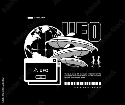 ufo t shirt design, vector graphic, typographic poster or tshirts street wear and Urban style