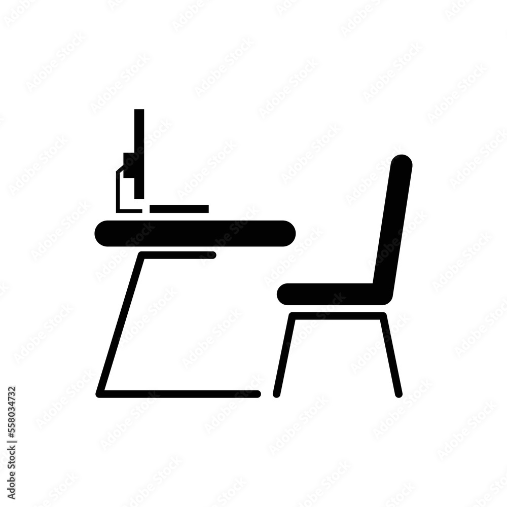 Office workspace desk icon design. Computer table vector sign. isolated on white background. Office workspace desk icon design. Computer table vector sign. isolated on white background.