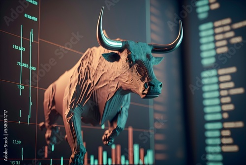 3D Visualization of a Bullish Stock Market Trend  3d rendering