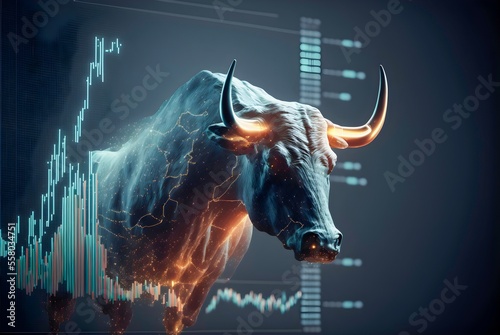 3D Visualization of a Bullish Stock Market Trend