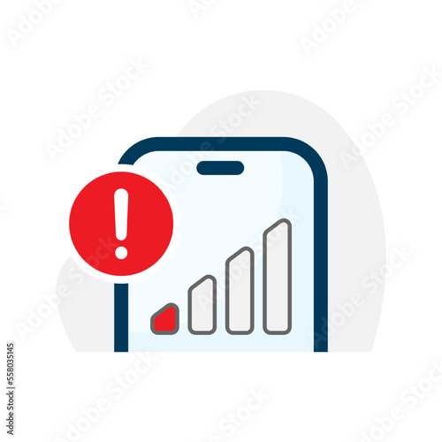 weak mobile internet signal concept illustration flat design vector eps10. simple, modern graphic element for landing page, empty state ui, infographic