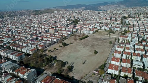 General drone view of izmir Buca houses photo